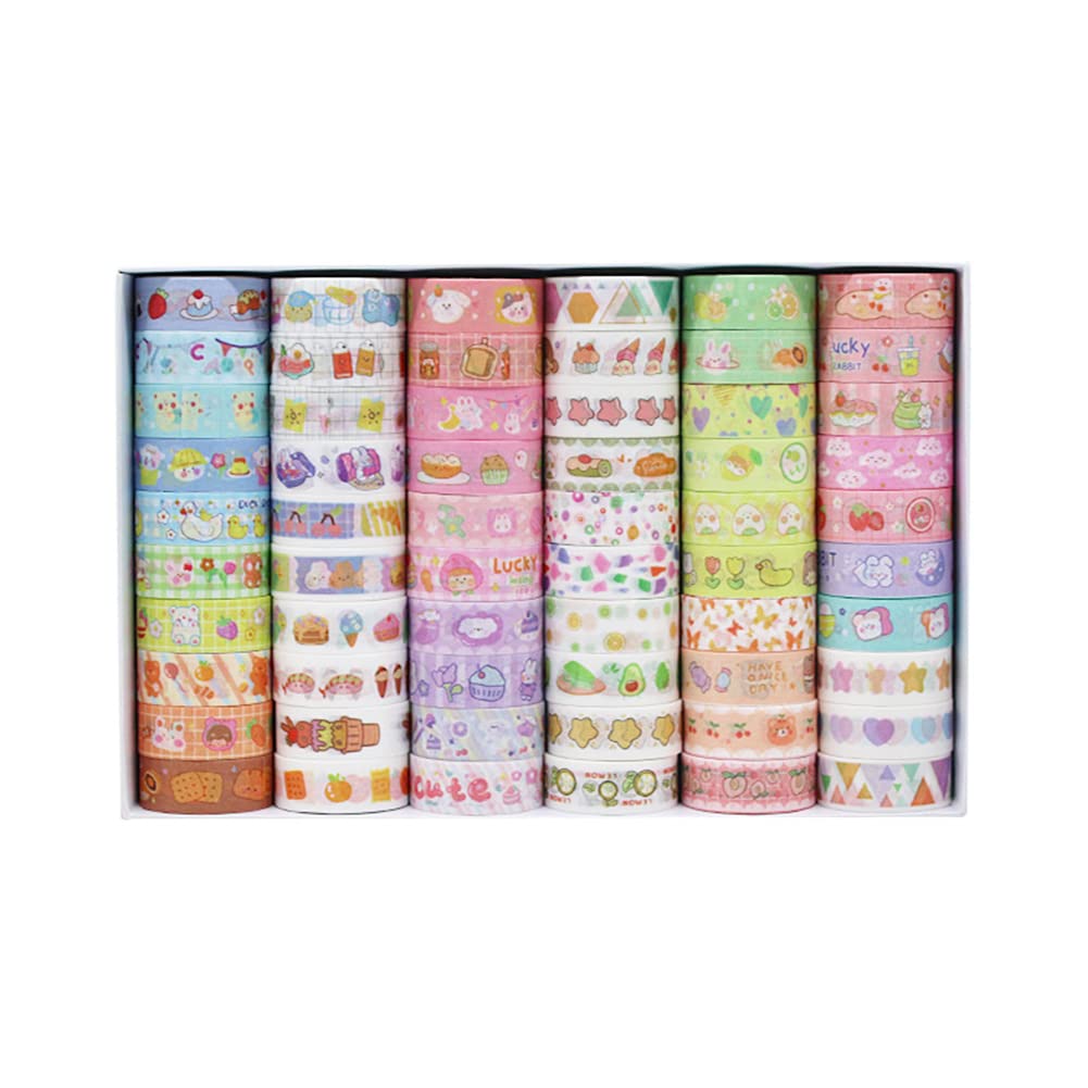 MAFELOE 2 Meters Long 60 Rolls Washi Tape Set, Decorative Adhesive Supplies for Scrapbook, Arts & Crafts-Cute Suit (White Box)