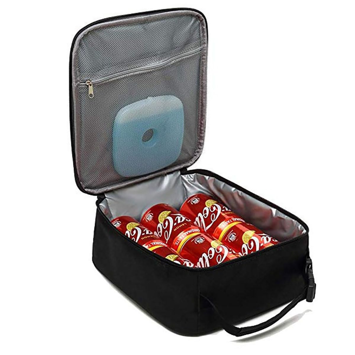 HZNOO Insulated Lunch Bag for Men & Women, Leakproof Double Zipper Lunchbox with Mesh Pockets Work Gym Camping Travel, Easy-Clean Design