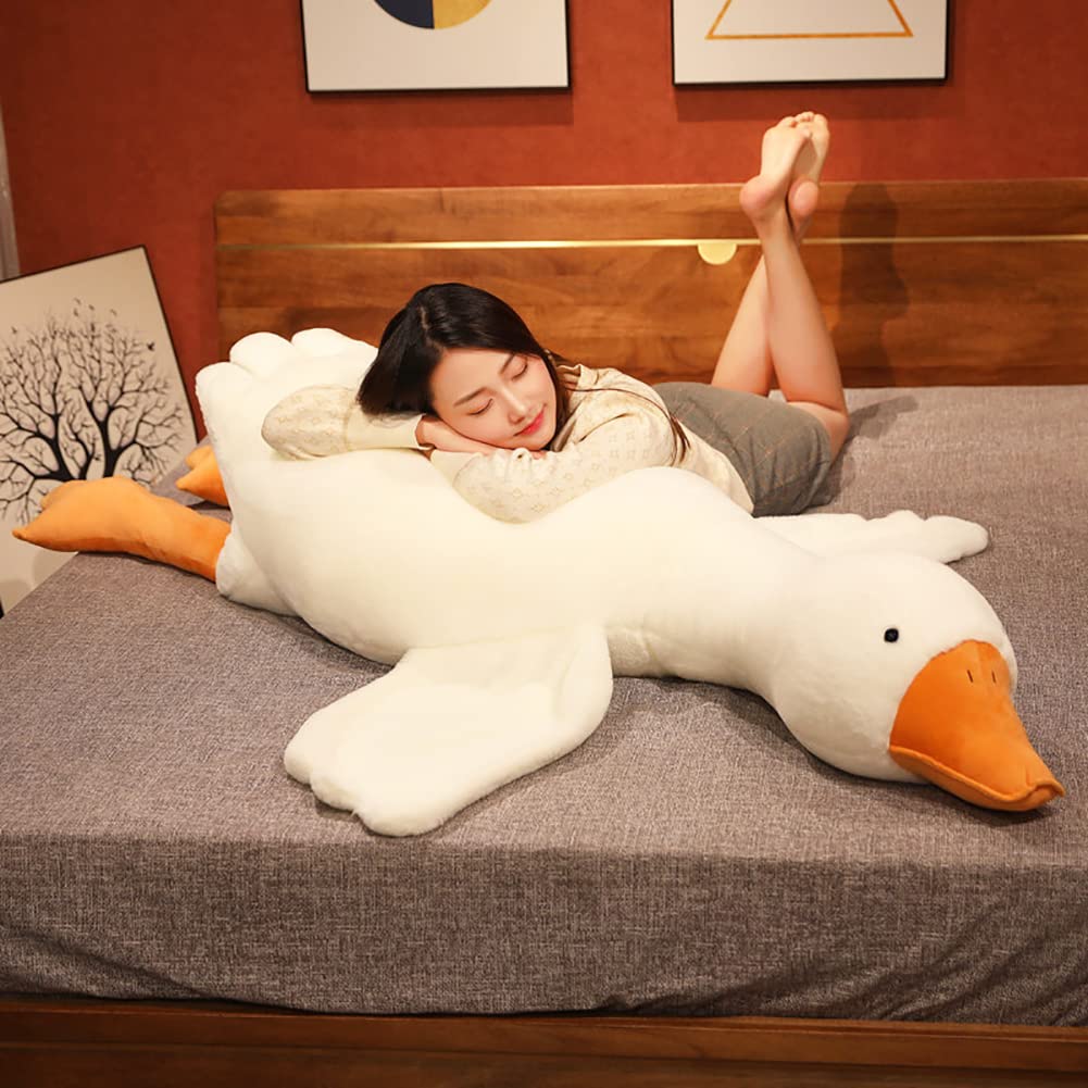 Srutirbo Giant White Goose Plush-75 in Soft Furry Swan Stuffed Animal Pillow,Huge Goose Plush Hugging Pillow Gifts for Every Age (75in)