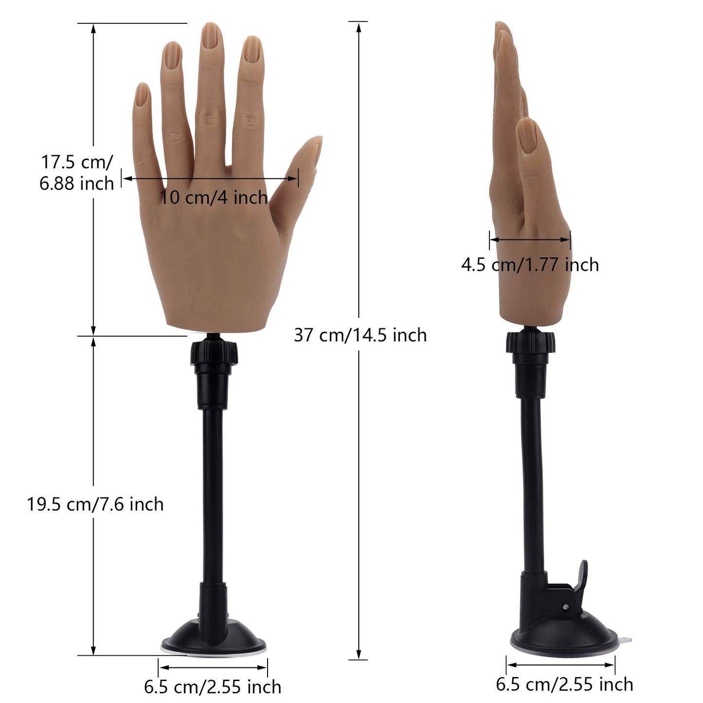 LIONVISON Silicone Practice Hand for Acrylic Nails with Bracket,Realistic Nail Practice Hand Stand, Flexible Bendable Nail Training Mannequin Hand for Nails Practice Nail Art Tools ( Left Hand )