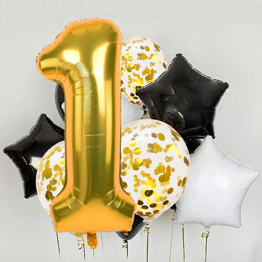 TONIFUL 40 Inch Gold Large Numbers Balloons0-9,Number 8 Digital Helium Balloons,Foil Mylar Big Number Balloons for Birthday Party Supplies Decorations