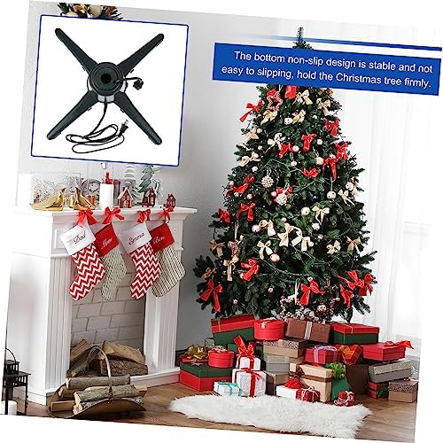 PRETYZOOM 1pc Electric Christmas Tree Base Rotating Stand for Artificial Trees Bracket Quadruped Design for Stability Easy Installation Us Compatible