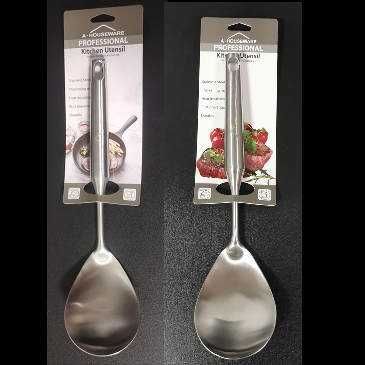 A · HOUSEWARE Rice Scooper Spoon Stainless Steel Paddle Serving Spatula Ladle Cooking Utensil for Restaurant and Home Kitchen Heat Proof Handle Durable 11.6 Inches