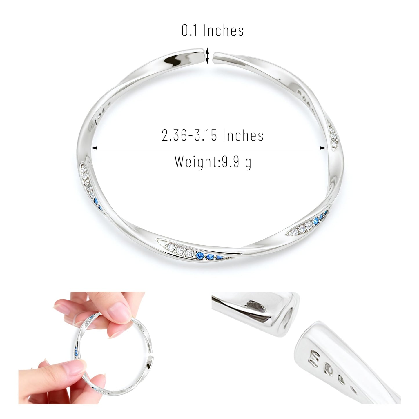 Gecgucy Cute Copper Cuff Bracelets for Women, Women's Silver Cuff Bangle Bracelets with Diamon, Adjustable Jewelry Gift for Mom Wife Daughter