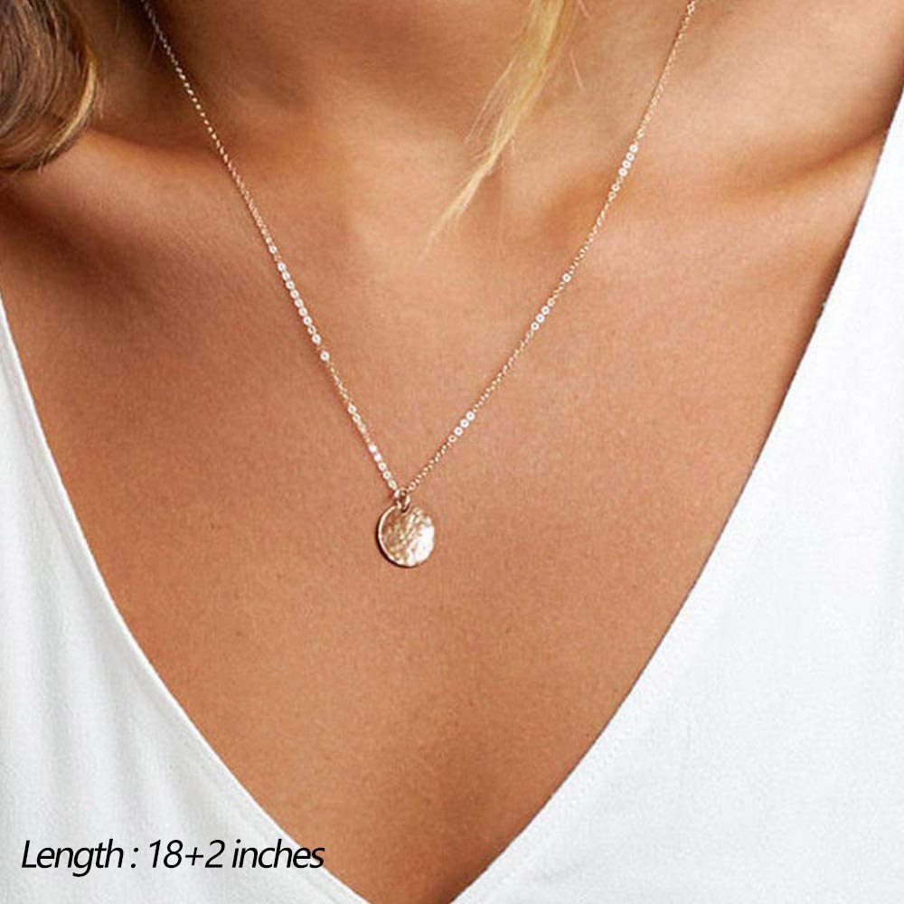 Turandoss Disc Layering Necklaces Handmade Jewelry Choker Delicate Necklace Simple Choker Necklace for Women