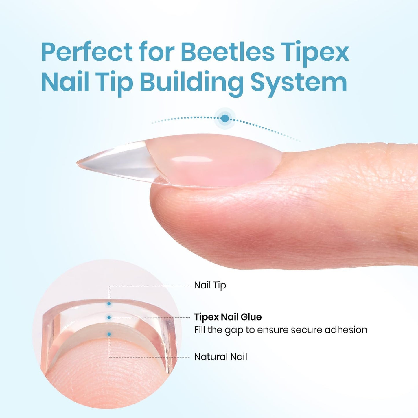 Beetles Tipex Nail Glue 20g Solid Nail Glue Gel Super Strong for Tipex Nail Tips Soak Off U V No Hand-Hold Needed Professional Beginner-Friendly 28+ Days Lasting