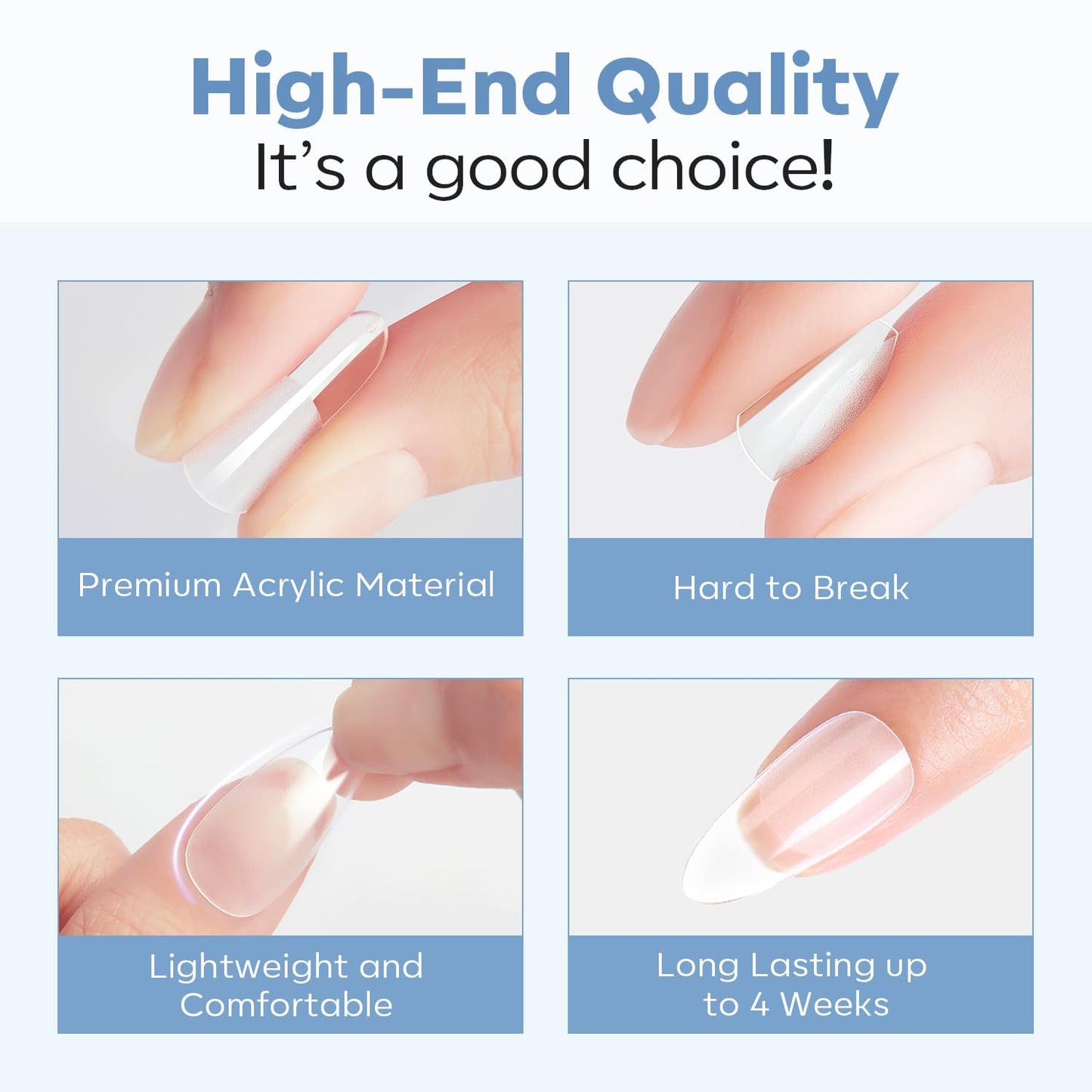 modelones Medium Coffin Nail Tips, Pre-shaped Soft Gel Tips Fake Nails False Acrylic Clear Full Cover Press on Extension Kit Gel Manicure DIY at Home 216PCS 12Sizes