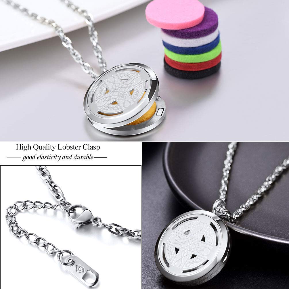 PROSTEEL Diffuser Necklace Locket Aromatherapy Necklace Stainless Steel Essential Oil Diffuser Mens Womens Celtic Knot Cross Jewelry