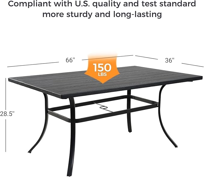 Grand patio Outdoor Dining Set, 7-Piece Patio Table and Chairs Set, Metal Woven Wicker Swivel Patio Chairs with Thickened Cushions & 1 Rectangular Woodgrain Dining Table with Umbrella Hole (Brown)