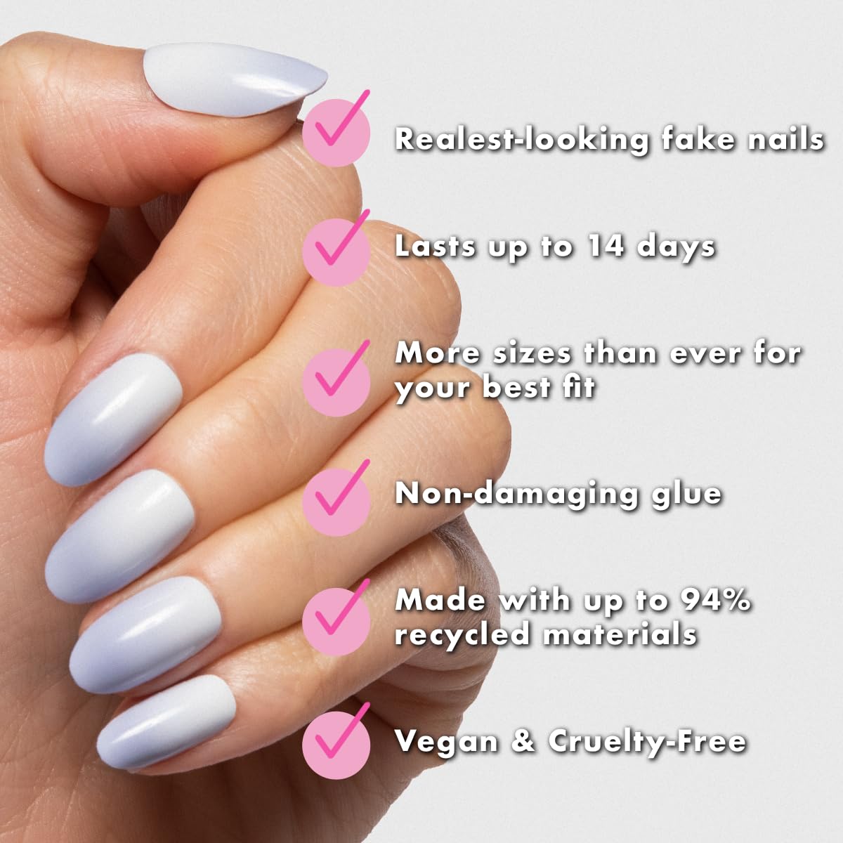 Olive & June Instant Mani Press-On Nails (Glue) | 42 Fake Nails, 21 Sizes | Non-Toxic, Long-Lasting Recycled Materials Realistic Look | Spring Flowers & Patterns |Medium, Almond | BP Ombre