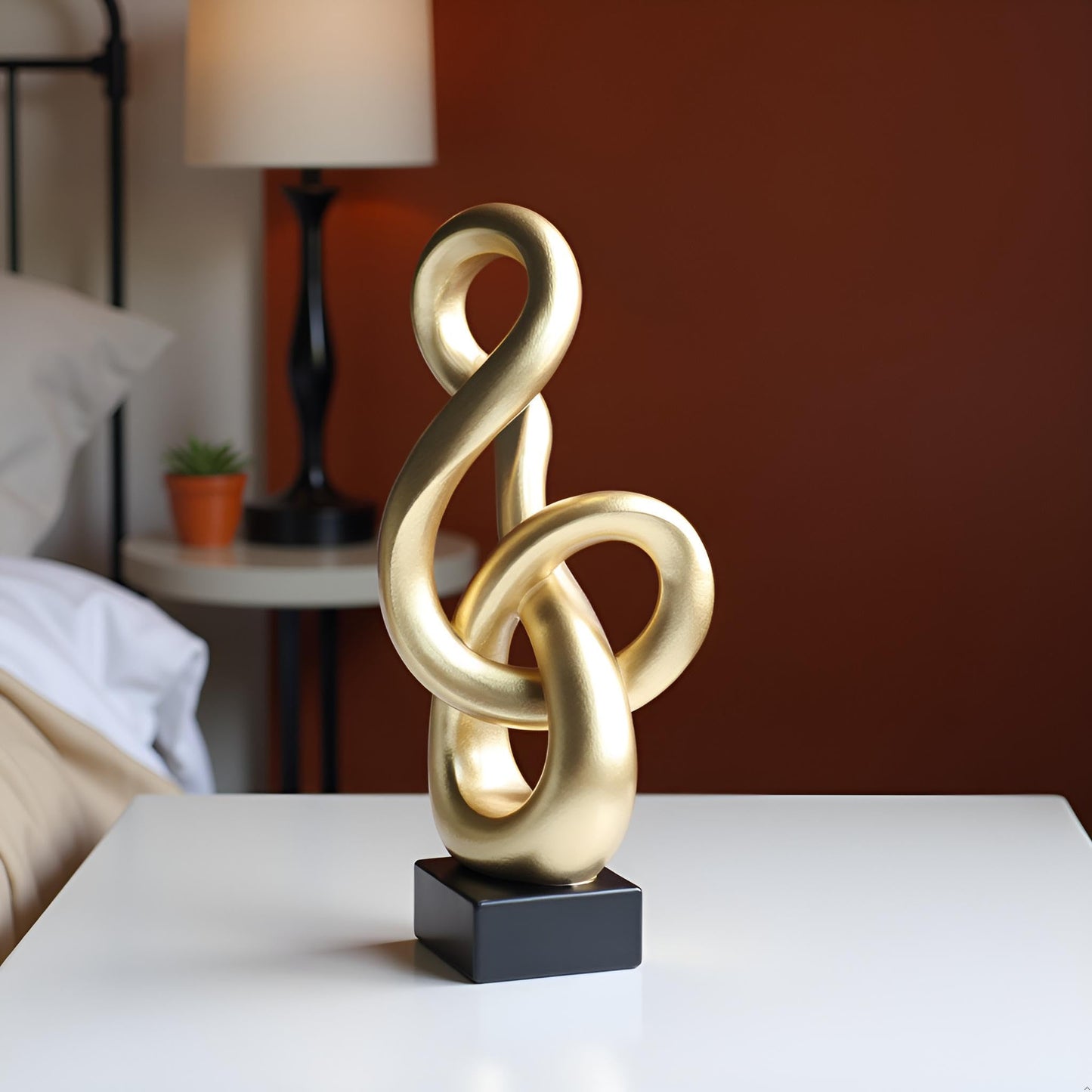 LAIKEARTS 16" Modern Abstract Ribbon Decorative Sculpture, Knot Sculptures,Home Decor,Coffee Table Statues,Dining Living Room Desk Decor,Musical Note,Golden