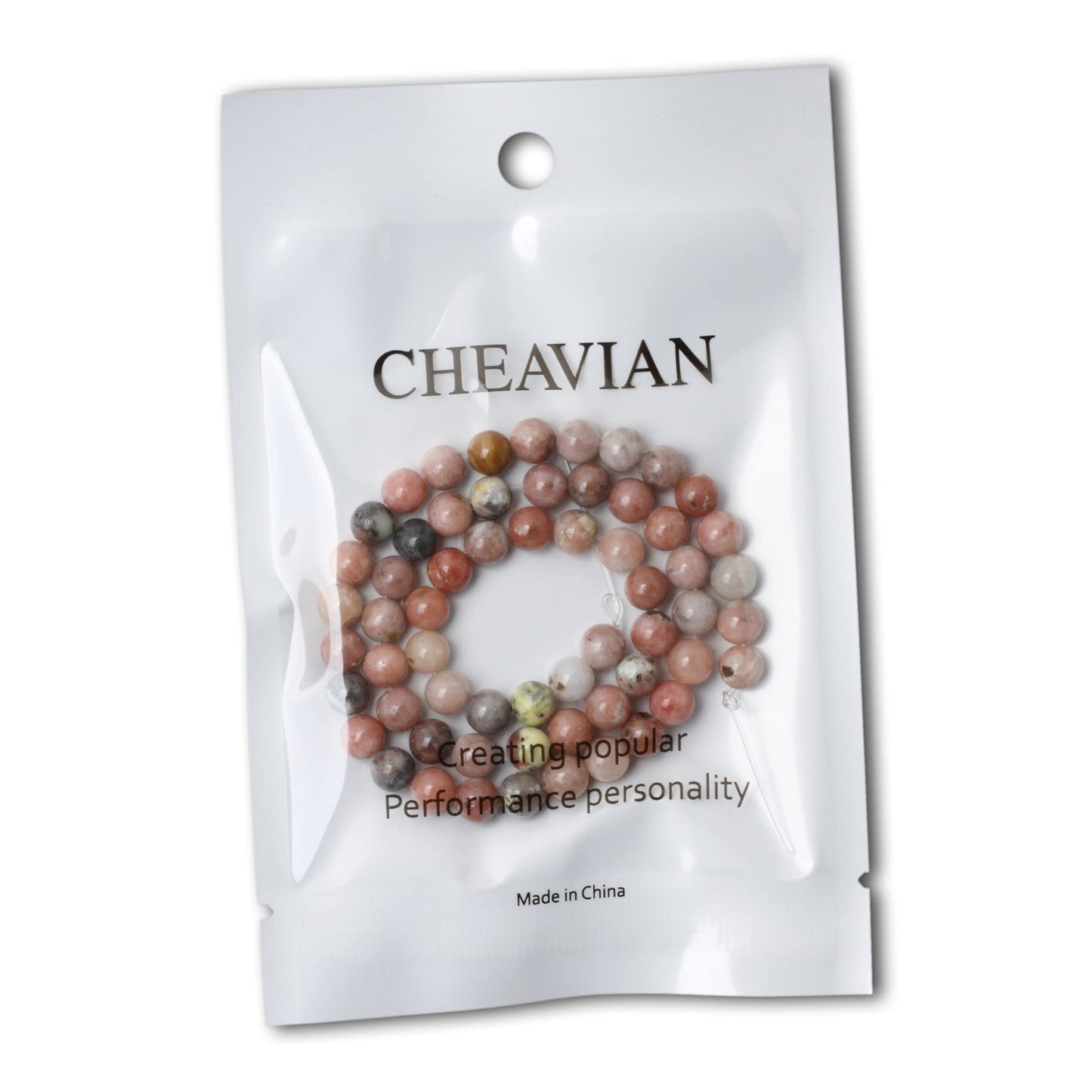CHEAVIAN 60PCS 6mm Natural Plum Blossom Stone Gemstone Round Loose Beads for DIY Bracelet Necklace Earrings Jewelry Making 1 String 15 Inches