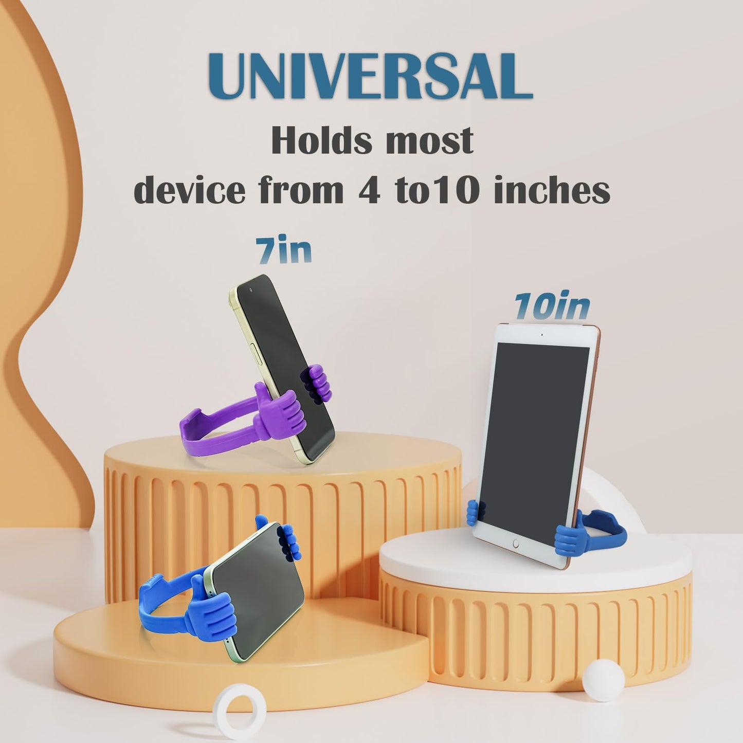 Honsky Cell Phone Tablet Stands (Pack of 5) Thumbs-up Cellphone Holder, Tablet Display Stand, Mobile Smartphone Mount Cradle for Desk Desktop - Universal, Multi-Angle, Cute, Black