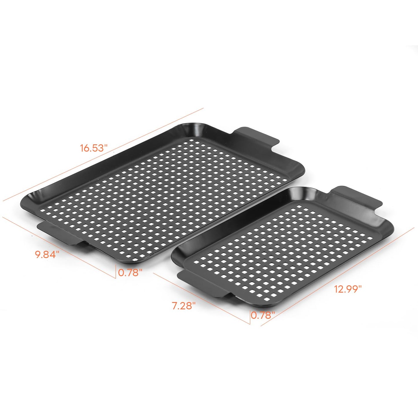 Ayiusedeza 2PCS Grill pan, BBQ Grill Topper for Outdoor Grill with Hole, Non-stick enamel coating, suitable for picnicking, camping, yard (2 pieces)
