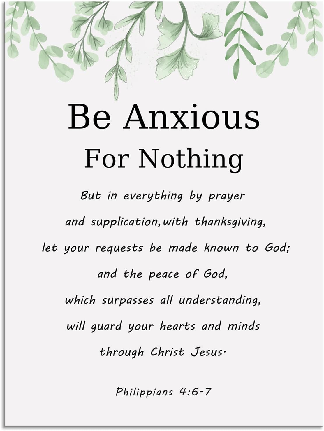 Inspirational Wall Art Philippians 4:6-7 Painting Canvas Print Office Wall Decor Christian Poster Be Anxious for Nothing Framed Motivational Quotes Wall Art Decoration Ready to Hang[30" W X 40" H]