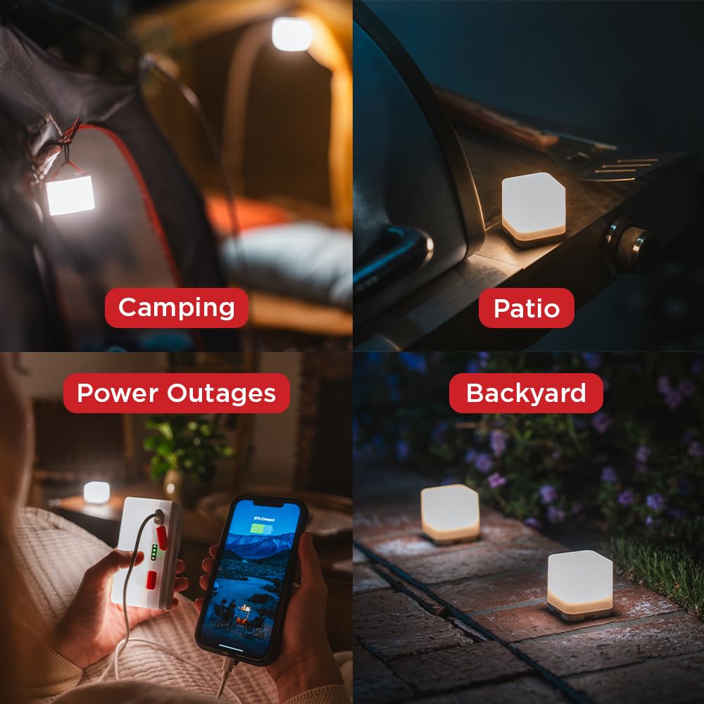 LuminAID Trio Solar Cube Lanterns with Phone Charger - LED Lamp for Camping, Hiking, and Travel - Emergency Light for Power Outages, Hurricane, Survival Kits