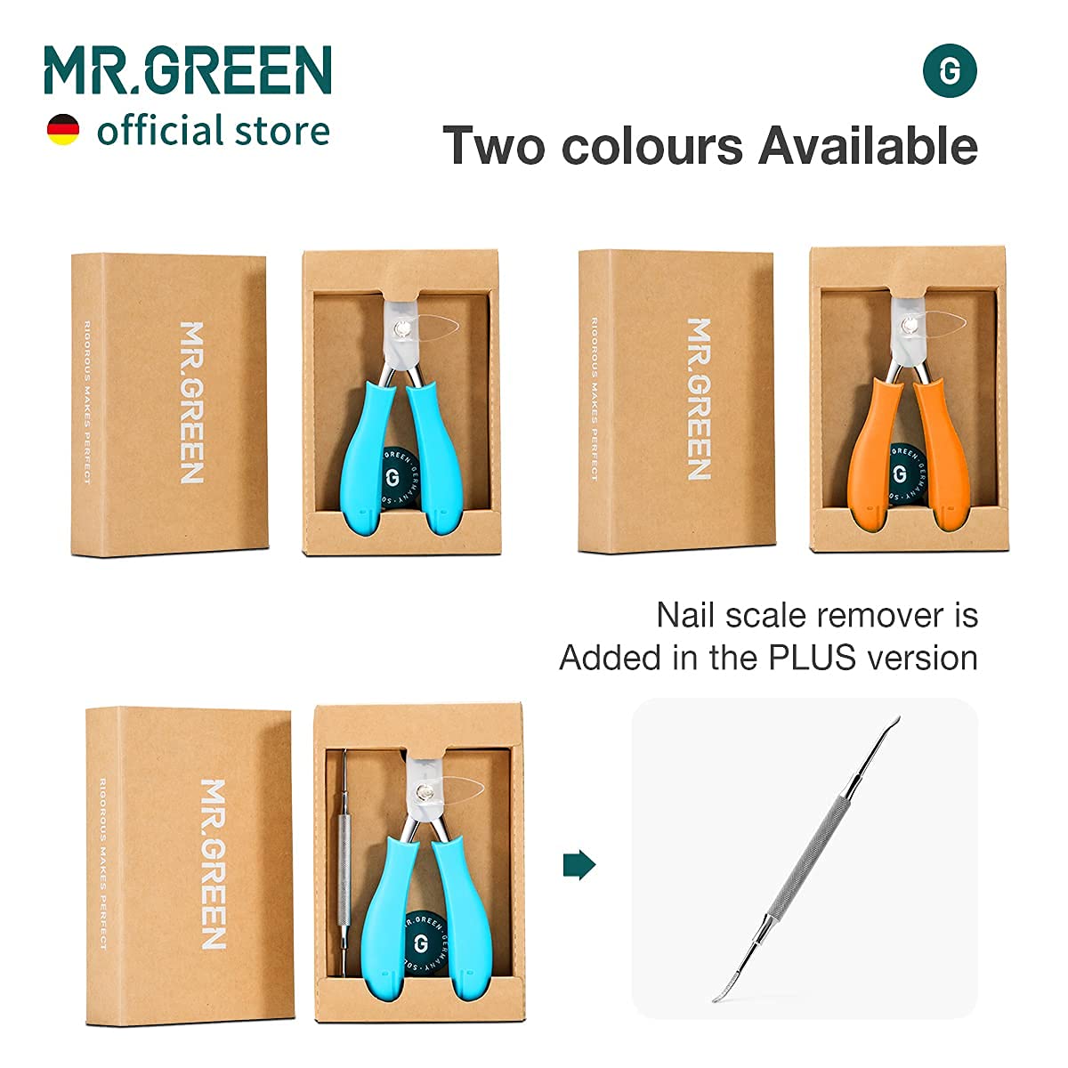 MR.GREEN Nail Clippers Toenail Cutters Anti-Splash Professional Ingrown Thick Hard Nail Scissors Pedicure Tools Manicure Sets (Orange Handle+Nail Remover)