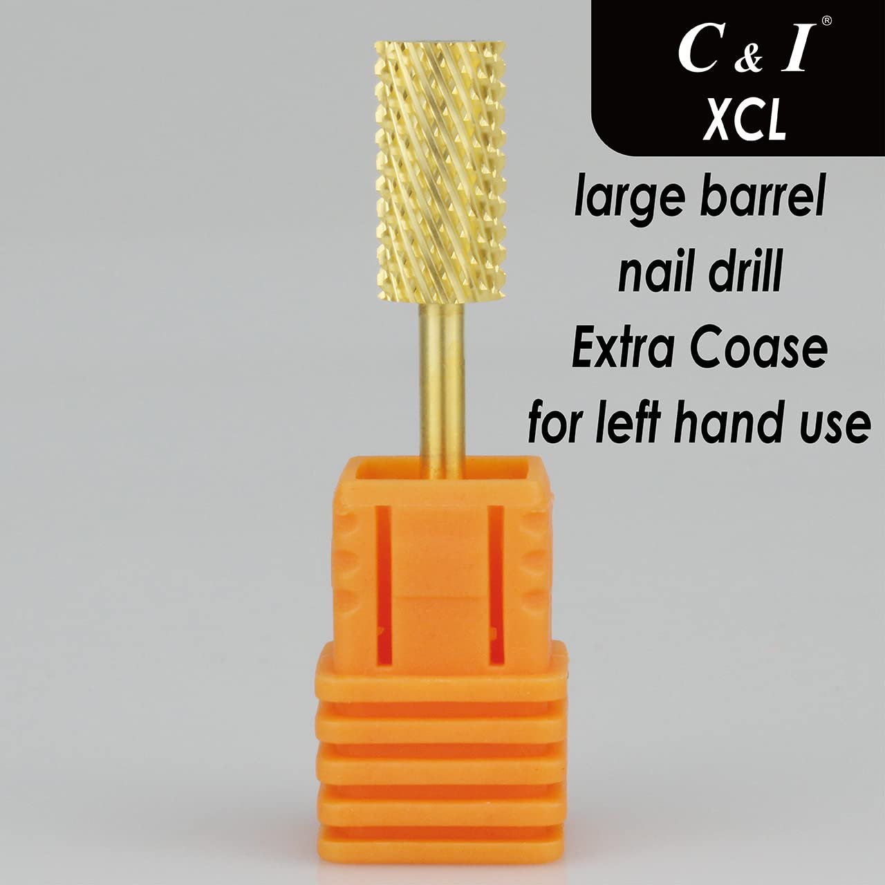 C & I Nail Drill for Left Hand Users, Large Barrel, Size Extra Coase XC, Professional E File for Electric Manicure Drill Machine (Original)
