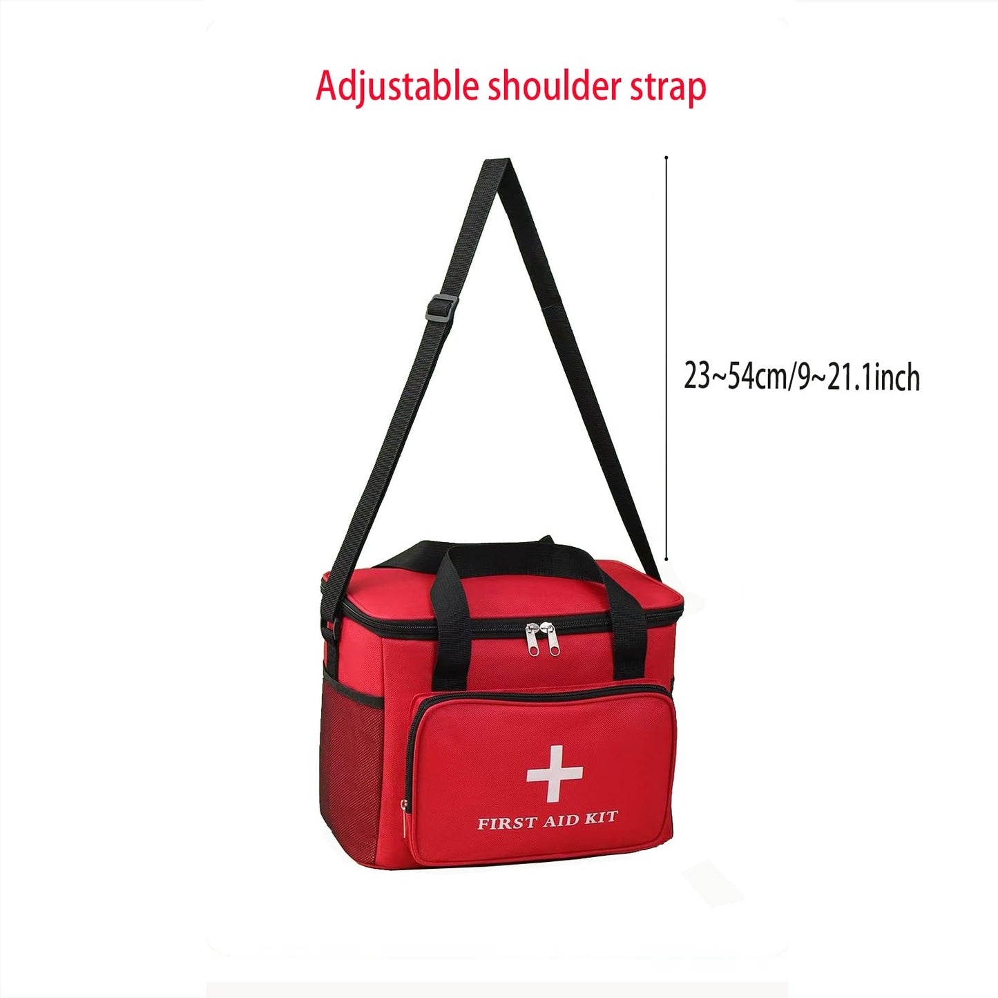 Syznoctil Emergency Medical Bag Organizer - Large Pill Bottle Storage with Detachable Pouch, Waterproof First Aid Kit Case for Travel & Home (Red, Large)
