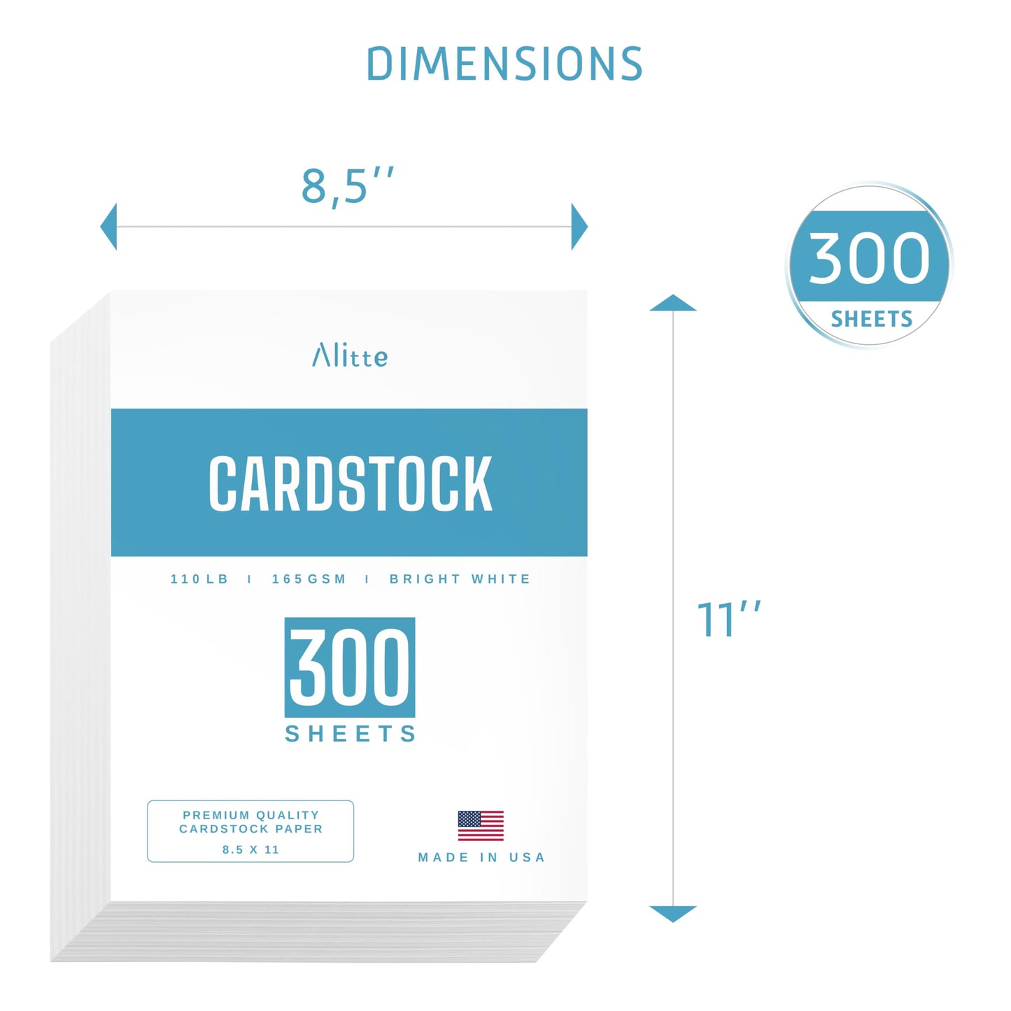 Cardstock Paper | 300 Pack, White Card Stock Printer Paper 8.5 x11, Heavyweight Thick, 110 lb, Premium Smooth Sheets and Printer Compatible - for Crafts, Cards, and Business