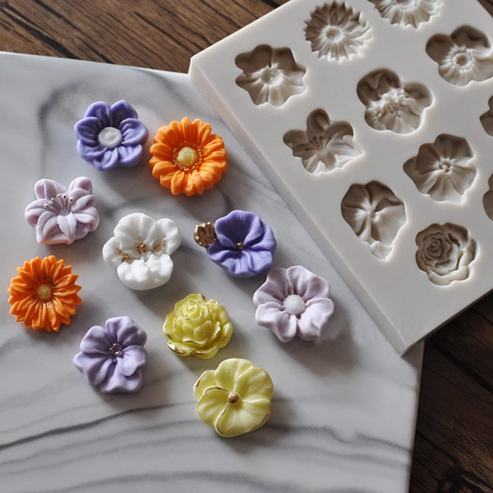 Sunflower Rose Flowers Shape Silicone Mold Cake DIY Decoration Chocolate 3D Mould Tools Color Random