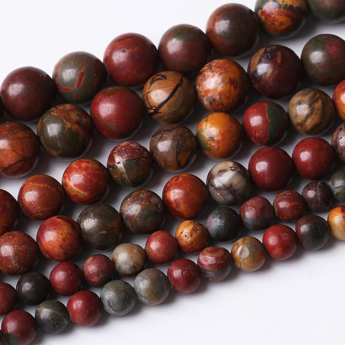 60PCS 6MM Natural Picasso Jasper Round Loose Stone Beads for Jewelry Making DIY Energy Stone Healing Power Bracelet 15"