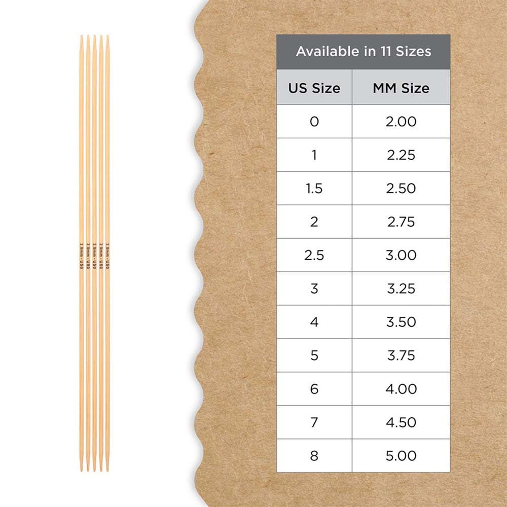 Knitter’s Pride Bamboo Luxe Double-Pointed Needles 6"" (15cm) – US Size 2.5 (3mm)