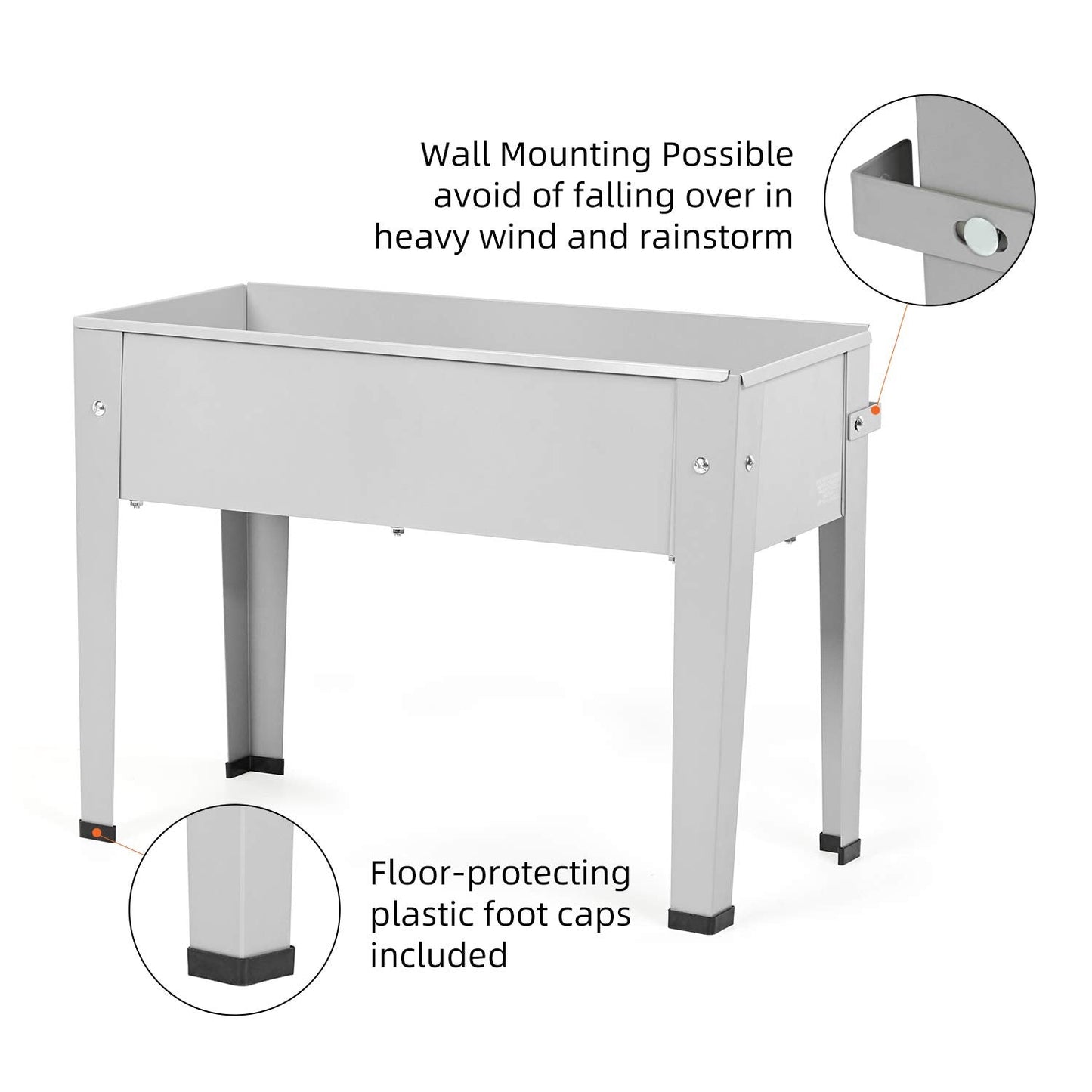ProGard Raised Garden Bed, Garden Raised Planter Box with Legs, Galvanized Garden Planter for Herbs and Vegetables, 24" Grey