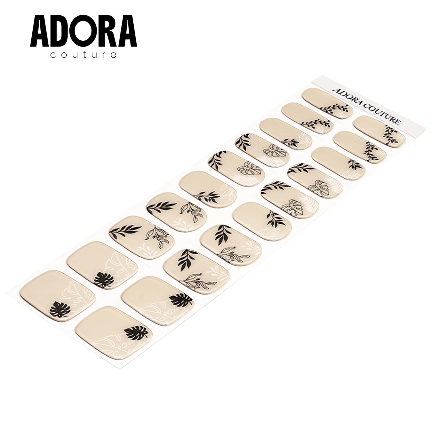 Semi-Cured Gel Nail Strips - 20 Salon-Quality Gel Sticker with UV Light Required, Long Lasting, Easy Application & Removal, Includes Prep Pad, Nail File, Wooden Stick (Latte Leaves)
