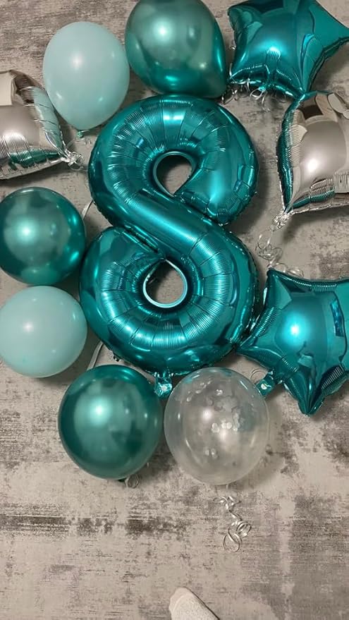 Teal 5 Balloon, Number Balloons 40 Inch, 5th Birthday Balloon Decorations, Teal Party Supplies, 5 Number Balloons, Number 5