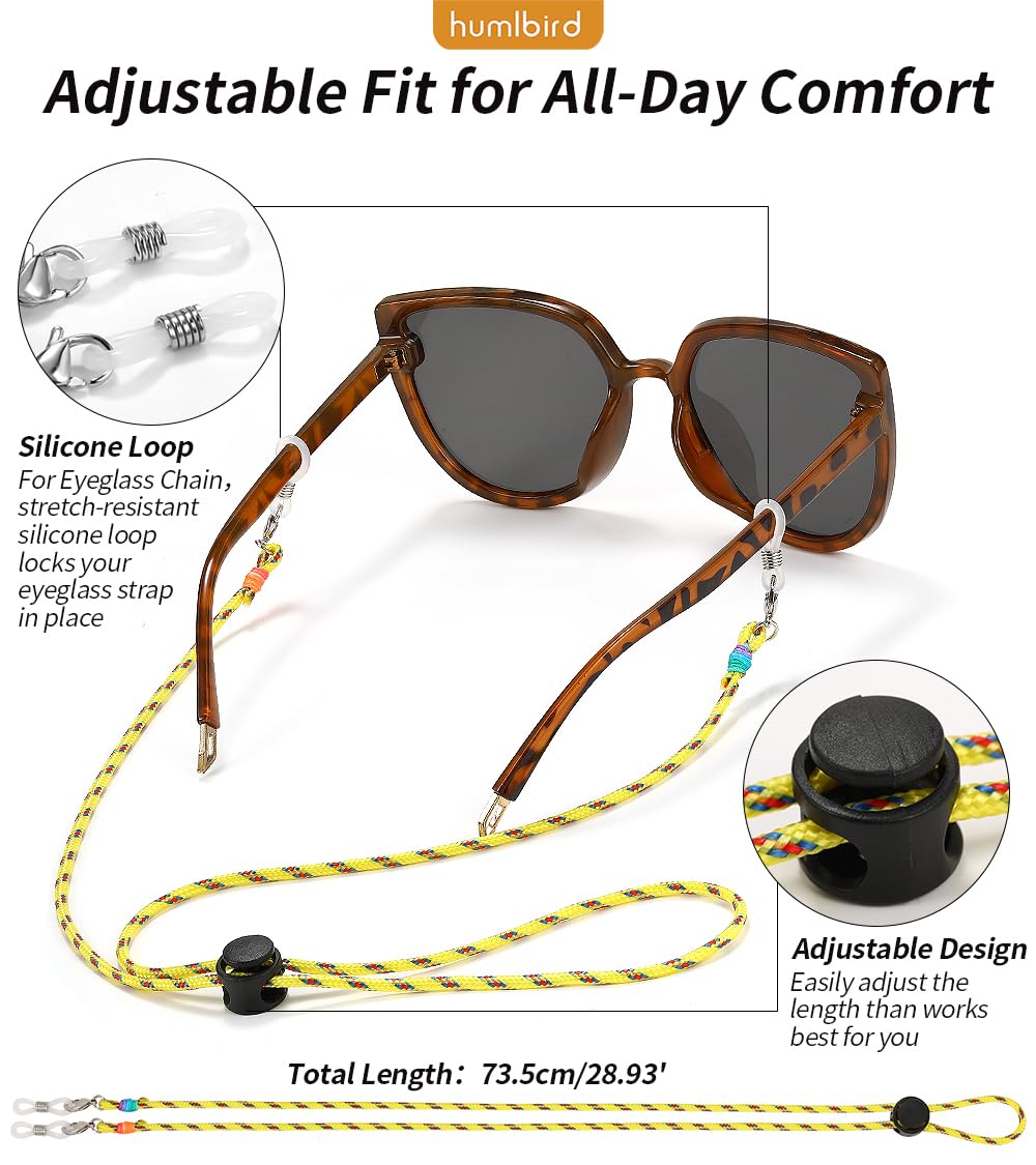 humlbird Glasses Strap Eyeglass Holder Strap for Eyewear Eye Glass Chain for Women Yellow