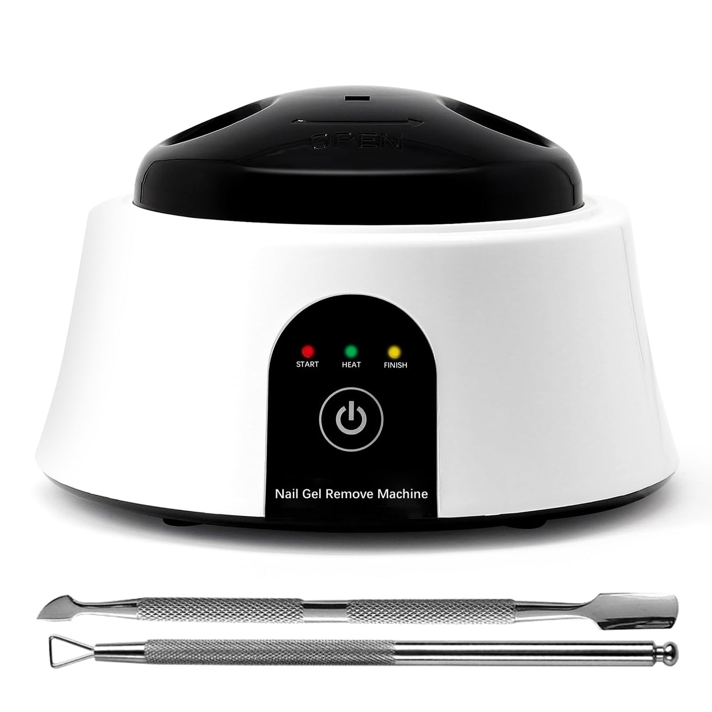 Electric Nail Soaking Bowl, Heated Nail Soak off Bowl for Acrylic Nail Polish Remover, with Stainless Steel Silver Cuticle Pusher