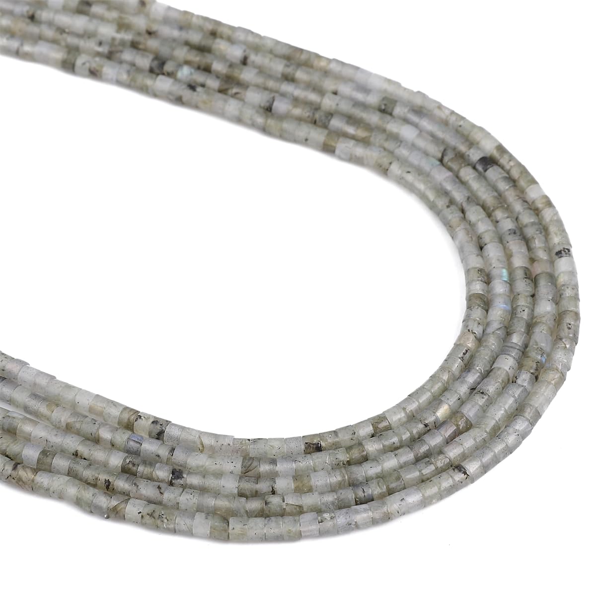 BEADIA Natural Spectrolite Spacer Beads Caps Flat Round Loose Beads for Beading Jewelry Making 3mmx2mm 38cm