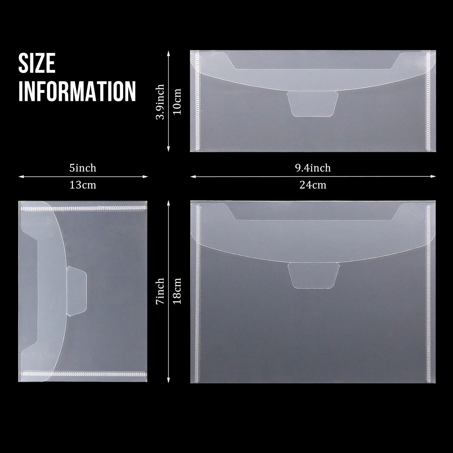 Hukado 30 Pieces Clear Stamp & Die Plastic Storage Bag, 9.4x7 Inches Resealable Large Envelope Pocket for Card Making DIY Scrapbooking Paper Craft and Cutting Dies Stencil
