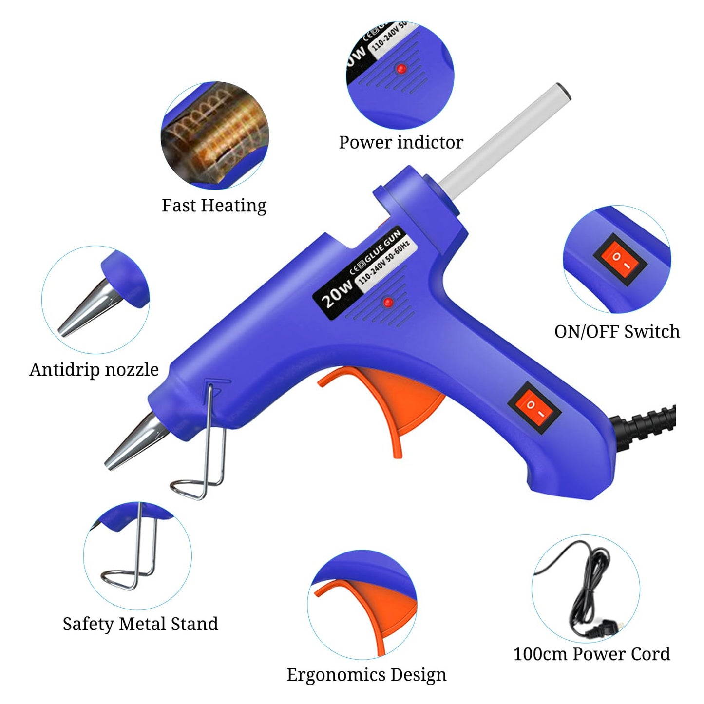 Mini Hot Glue Gun, 8 Pack Hot Glue Guns for Crafts with 40 Sticks Melt Glue Gun, Small Hot Melt Gun Set Arts Craft School DIY Arts Class Projects Home Quick Repairs
