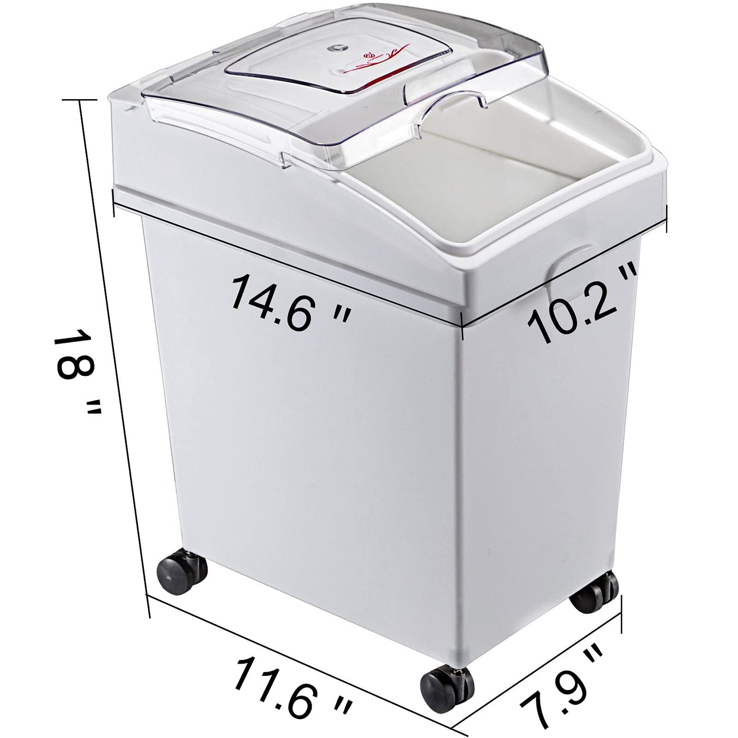 VEVOR Ingredient Bin, 5.2 Gallons Capacity Ingredient Storage Bin, 3 Pcs/Set, PP Material Flour Bins On Wheels, White Shelf Ingredient Bin with Scoop and Sliding Lid, Commercial Storage Bins