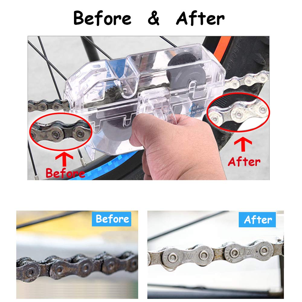 UILB Bike Chain Scrubber Set - Bicycle Chain CLEANING AGENT- 10 OZ Bike Chain Cleaner, Bicycle Durable Chain Gear Wheel Cleaning Brush Kit