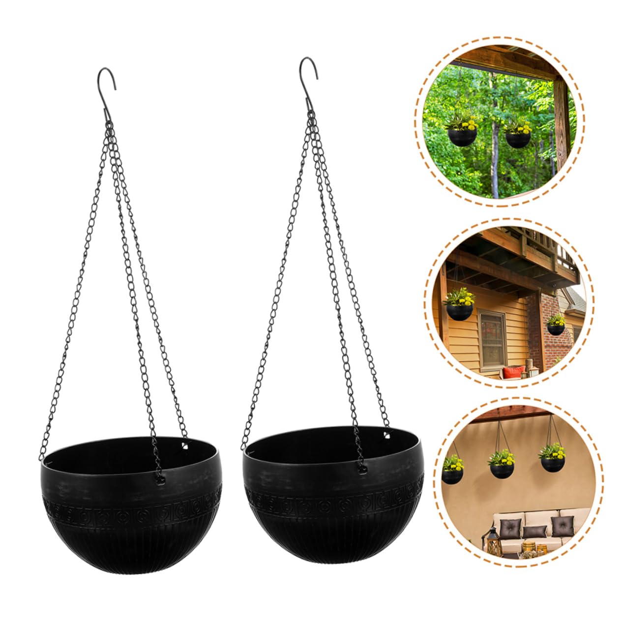 Homoyoyo Hanging Planters 2pcs Self Watering Green Pothos Plant Pot Plastic Chain for Indoor Plants Dec