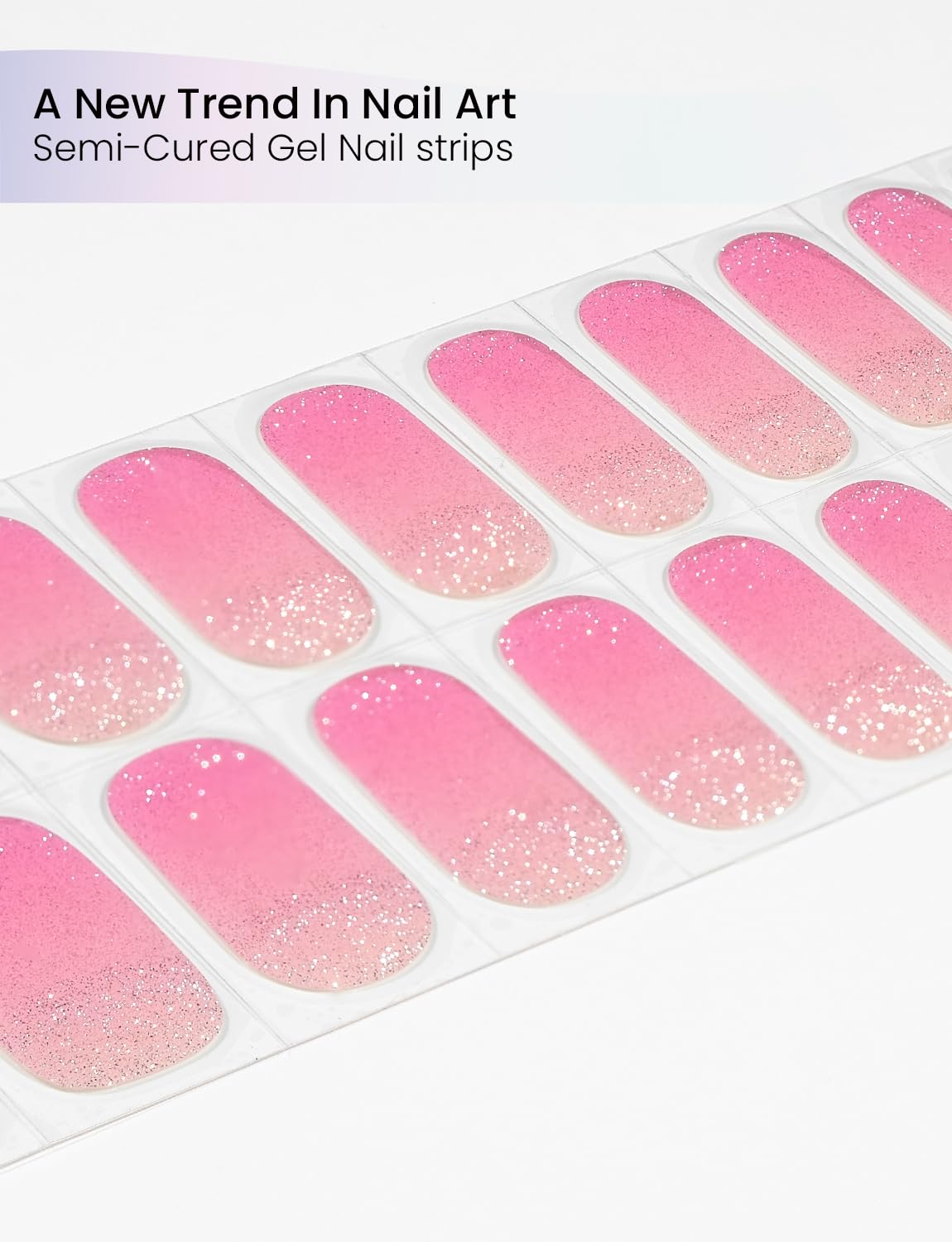 Oauee Semi Cured Gel Nail Strips | Built-In Gel Top Coat | UV Light Required | Salon Quality, Easy Application And Removal (Orchid Spark)