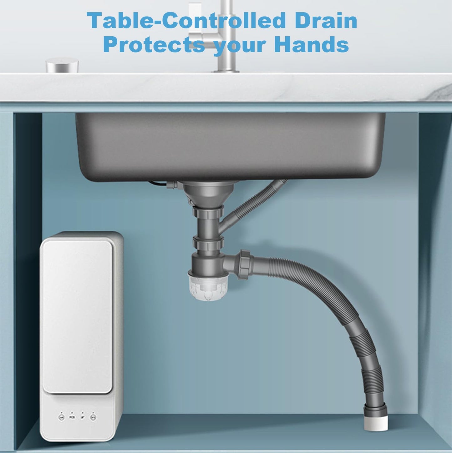 QruiLanTu 4 1/2'' Kitchen Sink Drain Assembly with Push Button Control,Stainless Steel Basket Strainer Kit with Overflow, Flexible Drain Hose for kitchens and bathrooms