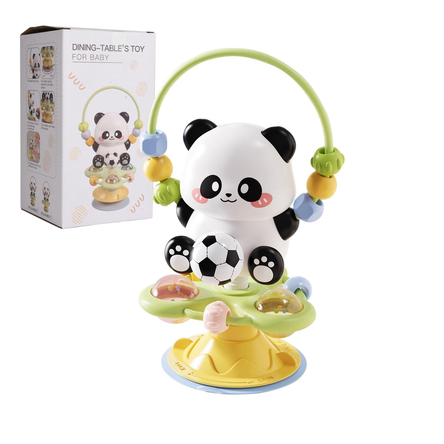 lebowen Baby Toy, Panda Suction Cup High Chair Table Soother, Grip and Spin Toy, Interactive Development, Suitable for 10-36 Months, Baby Gift, Excellent Birthday Present Choice