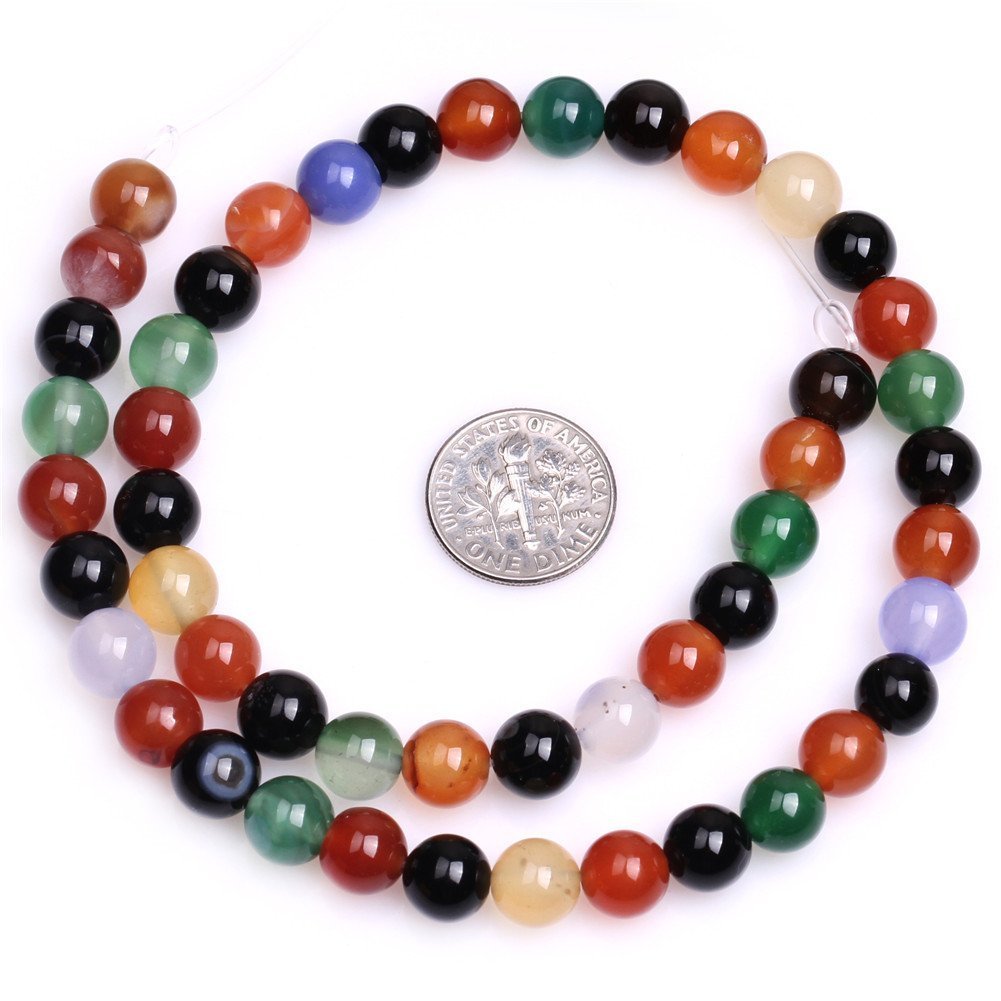 6mm Natural Mixed Agate Beads Round Gemstone Loose Beads for Jewelry Making 15" (58-62pcs/strand)