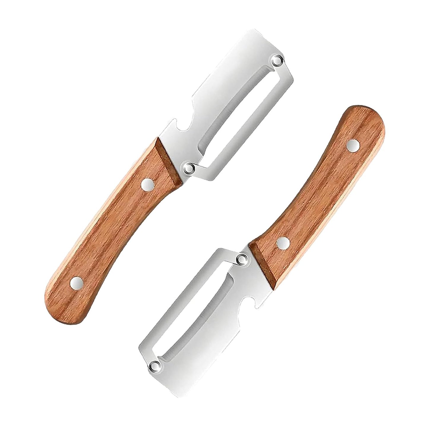 2-in-1 Multifunctional Vegetable Peeler with Wooden Handle & Stainless Steel Blade, Multifunctional Vegetable Peeler, Built-in Bottle Opener, Fruit & Vegetable Kitchen Peeling Tool (2Pcs)