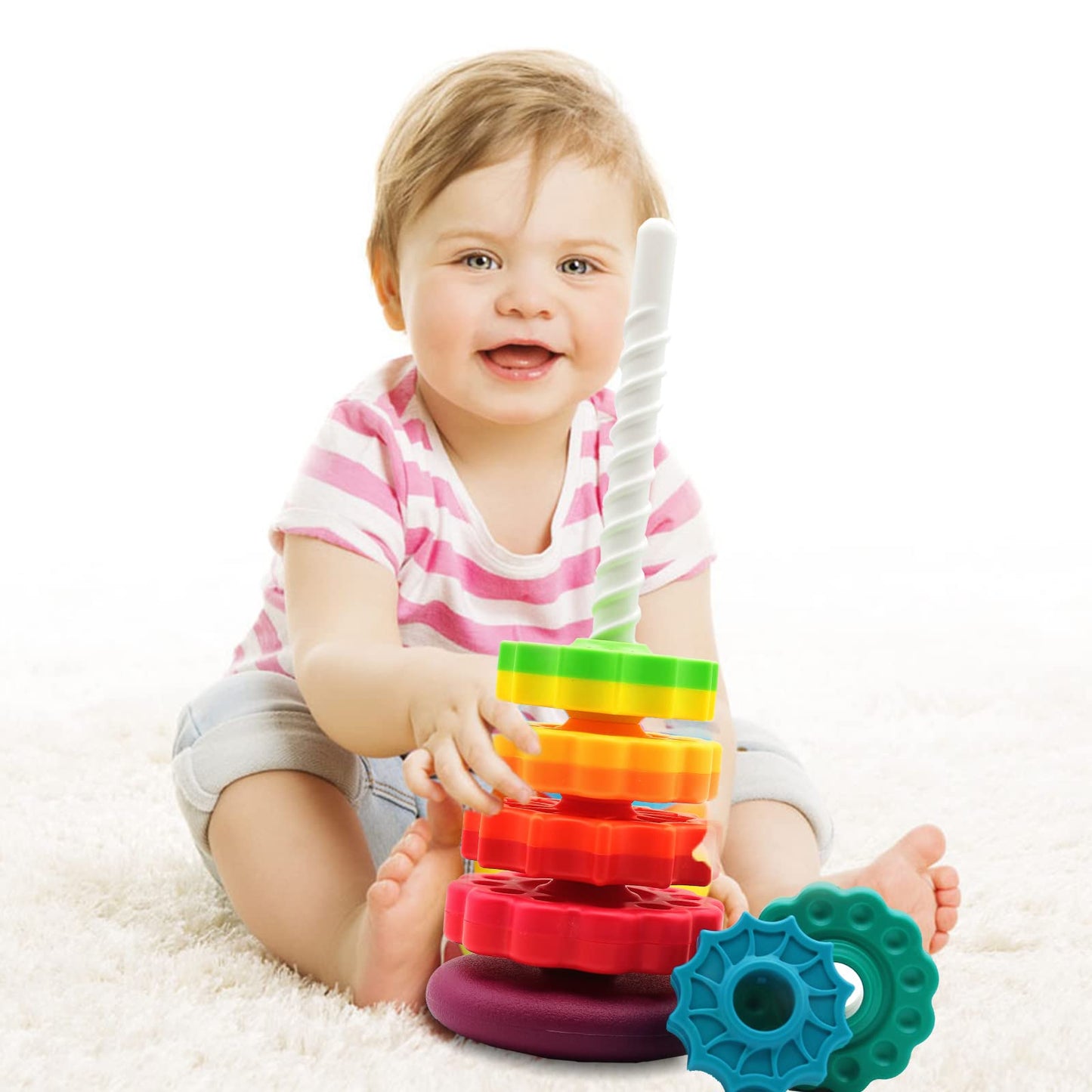 LBAIBB (1 PCS Spinning Stacking Toys,Spin Toy ABS Plastic and Color Rainbow Design,Focus on Children Educational and Interactive Learning's Stack Toys, Suitable for Gifts for Boys and Girls