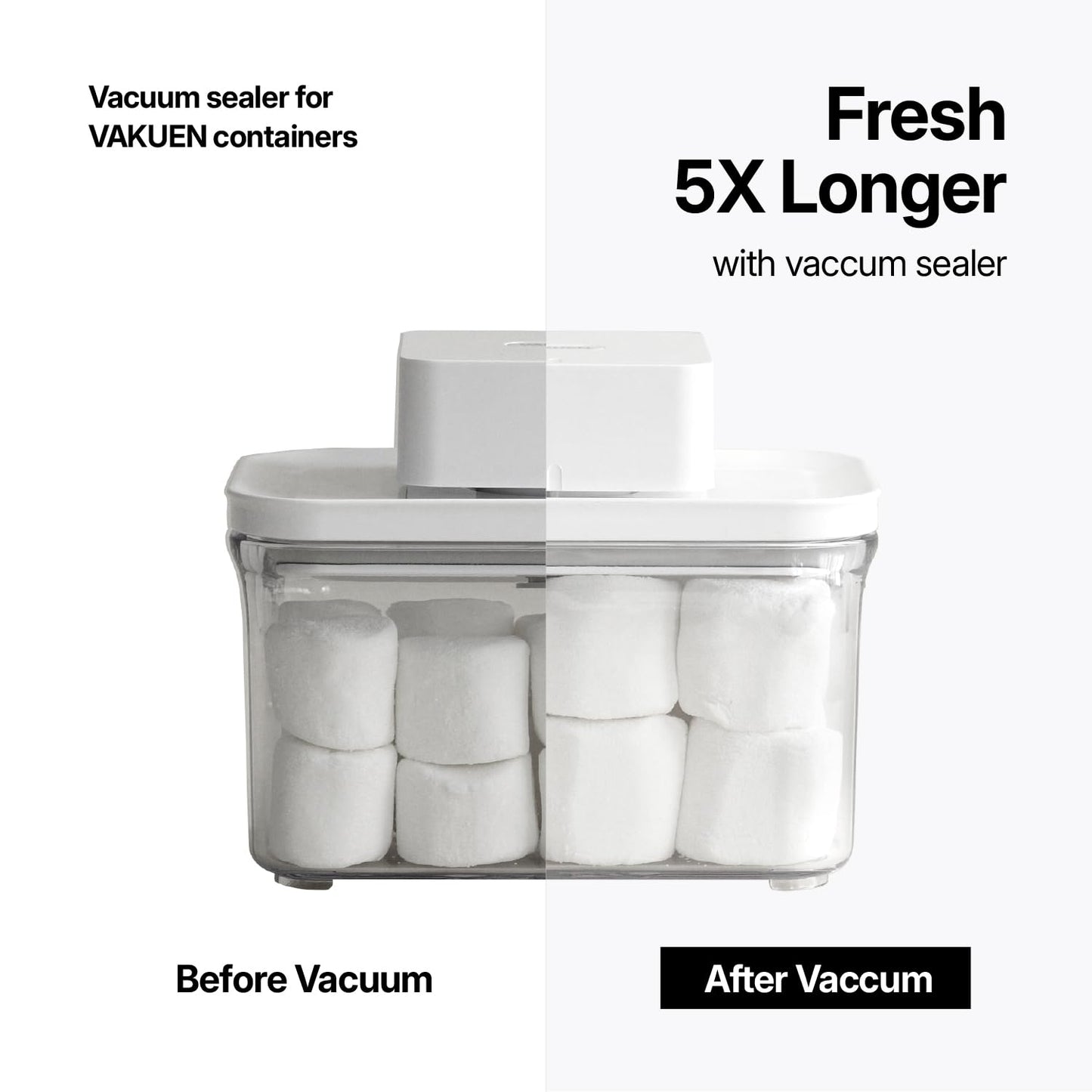 VAKUEN Premium Airtight Food Storage Containers, Mini 9P/SET include Vacuum Sealer, Smart One-Click Seal Lid, No Hinges, 100% Leak Proof, BPA-FREE, Dishwasher, Freezer & Microwave Safe
