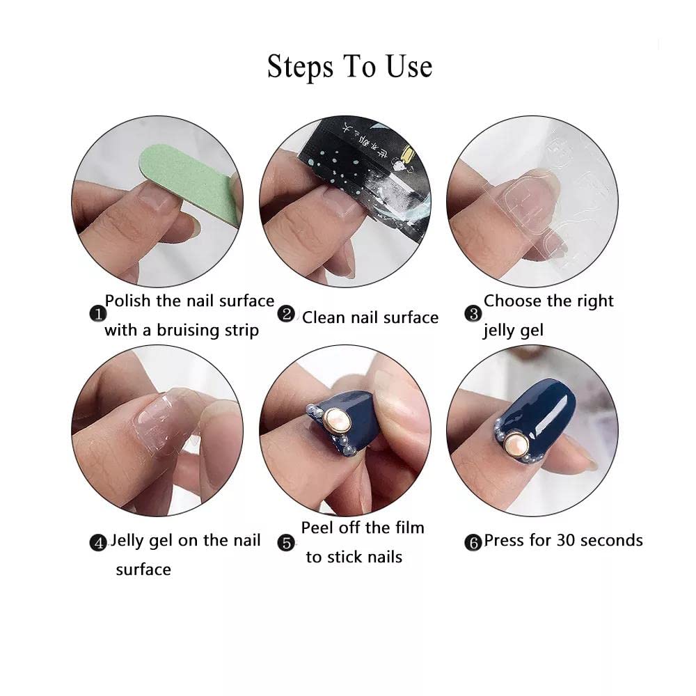 Magrace Handmade Press on Nails Medium Blue Fake Nails Long Coffin Stick on Nails for Womrn Gel UV Finish Handmade Nail Art with Design 10 pcs
