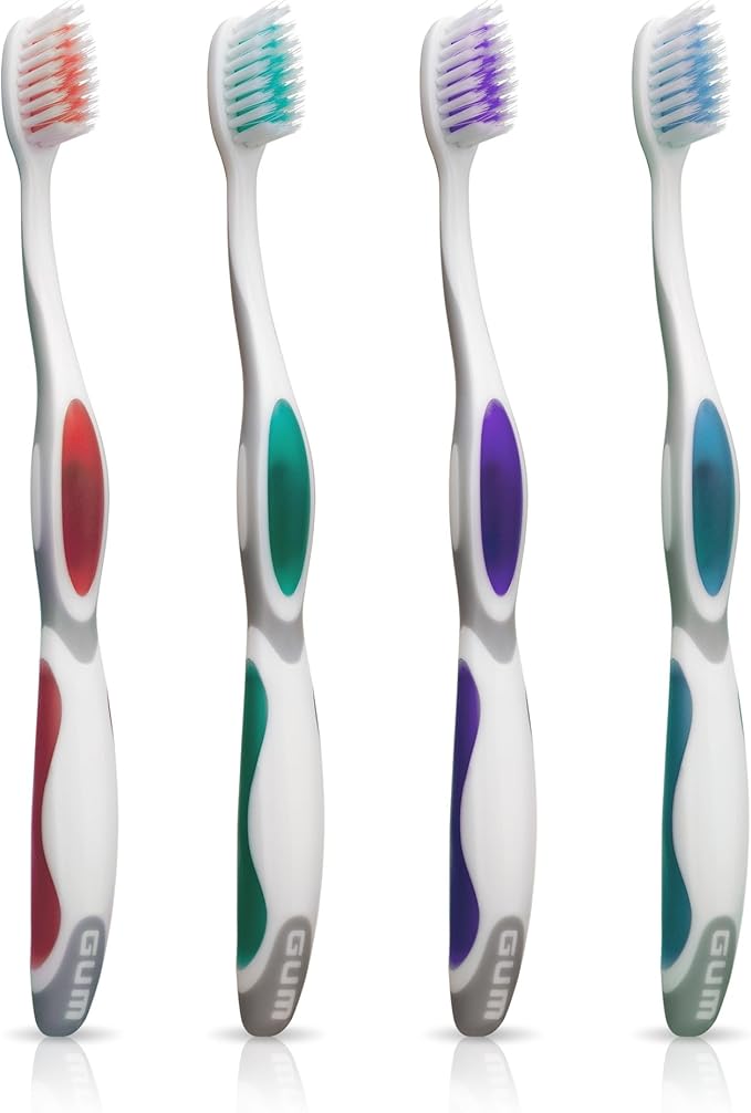 GUM Summit+ Soft Toothbrush, Ultra Fine Tapered Bristles for More Effective Plaque Removal, Extra Soft Toothbrushes for Adults, 12 Count