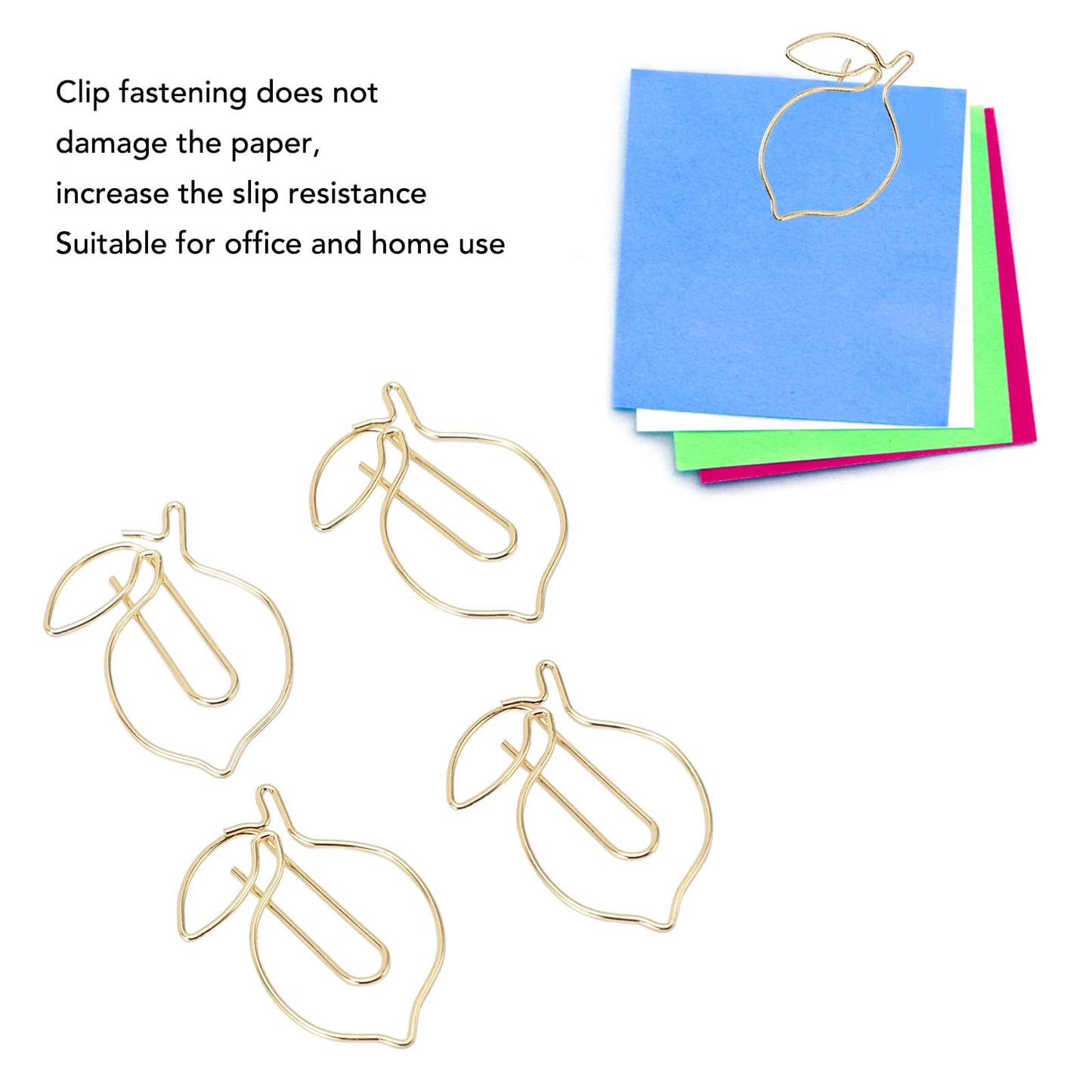Lemon Shaped Paper Clips, 100PCS Metal Office Supplies for Home School Desk Organizers, Decorative Bookmarks Planner Clips for Clipboards Notebooks Books