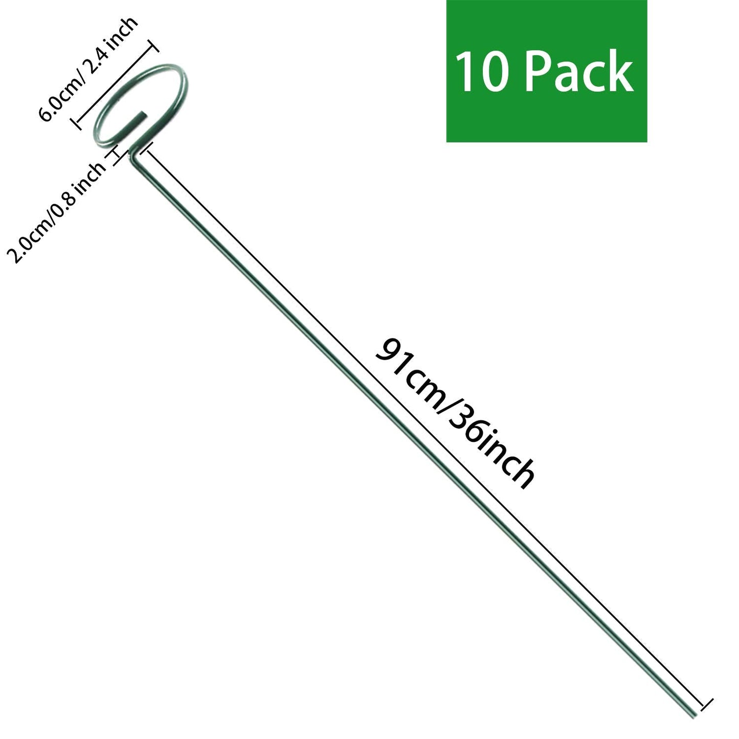 HiGift 10 Pack 36 Inch Plant Support Stake for Tall Plant, Garden Single Stem Flower Support Stake Indoor Plant Cage Support Ring for Peony, Orchid, Lily, Rose