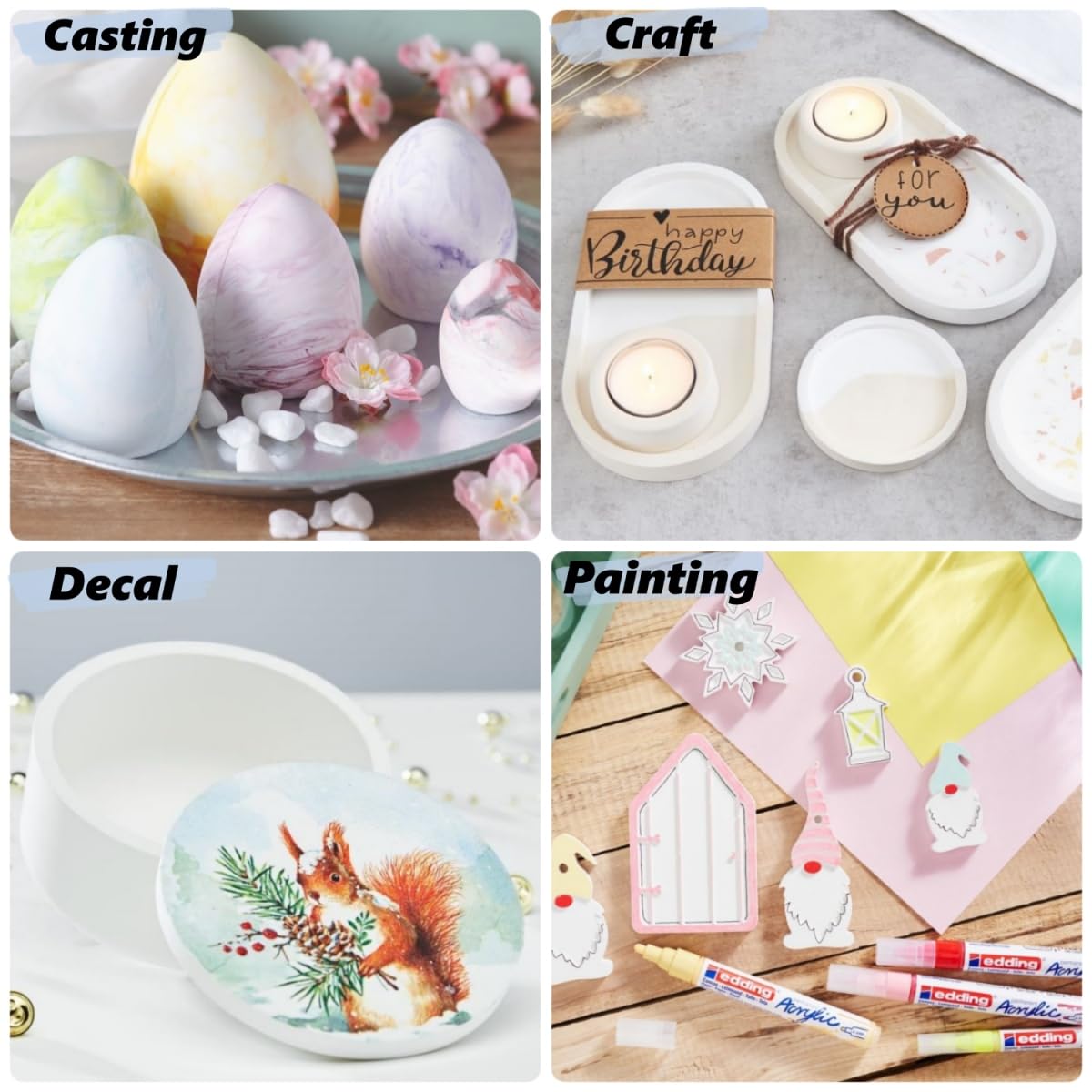 Wealike Eco Resin Casting Powder 6.6lbs/3000G,Water-Based Ceramic Resin Plaster with 6PCS Pigments,20-30 Minutes Demold.Easy Mix for Home Decor &DIY Art